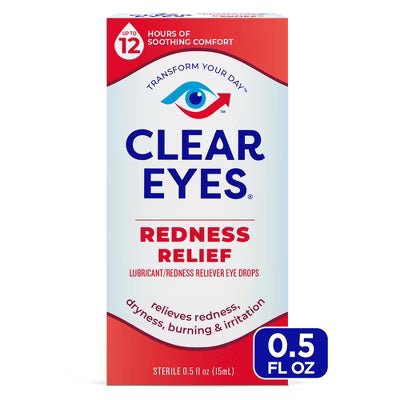 Clear Eyes Redness Relief Lubricant Redness Relief Eye Drops, 0.5 oz