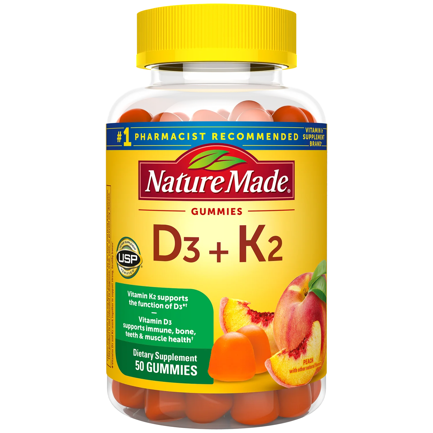 Nature Made Vitamin D3 K2 Gummies, 50 Gummy Vitamins