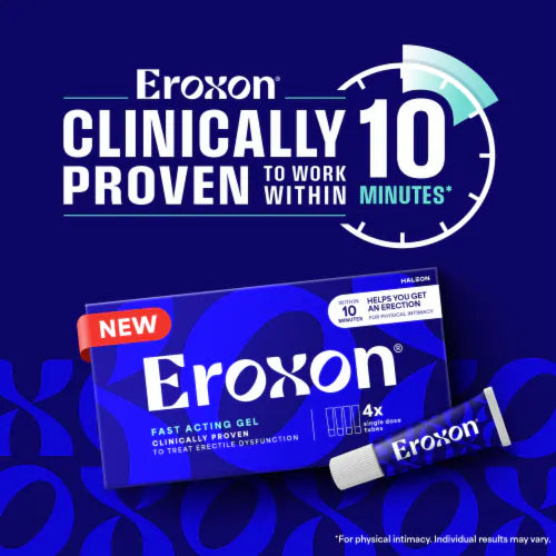 Eroxon Erectile Dysfunction Treatment Gel, Clinically Proven Topical Gel, Helps Get an Erection Within 10 Minutes, 4 Single Use Tubes