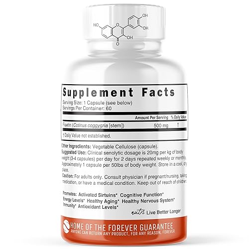 Nutri Nutri Fisetin 500mg Powerful Senolytic Activator, 60 Count