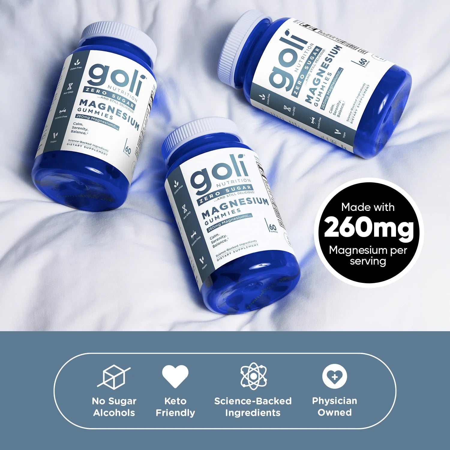 Goli Zero Sugar Magnesium, 60 Gummies