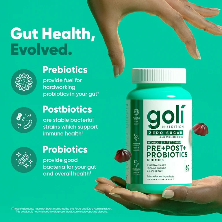Goli Zero Sugar Pre Pro Postbiotic, 60 Gummies