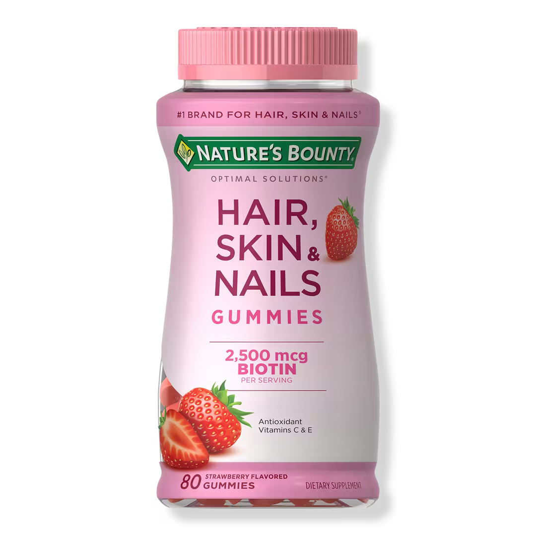 Nature's Bounty Hair, Skin & Nails Biotin, 2500 mcg, Strawberry, 80 Count