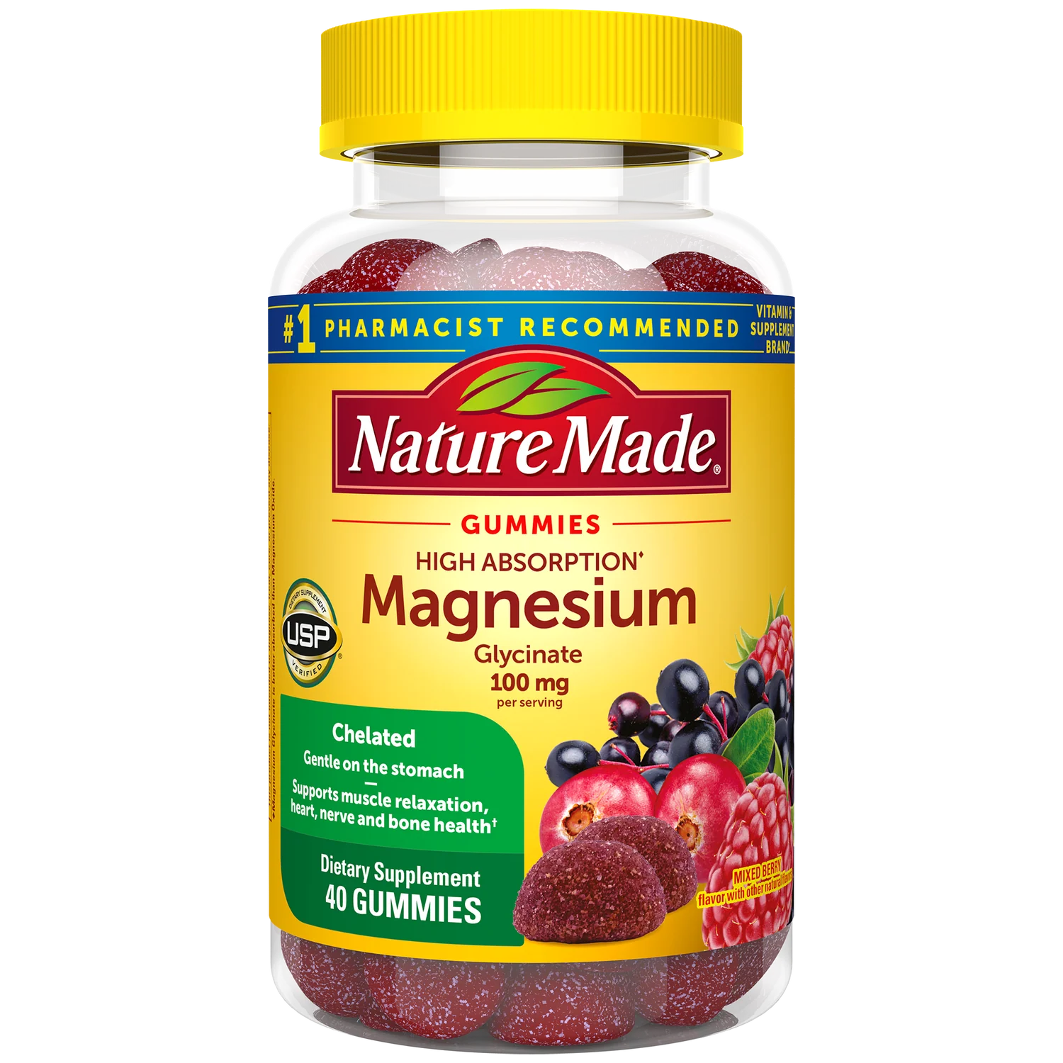 Nature Made High Absorption Magnesium Glycinate 100 mg, 40 Gummies