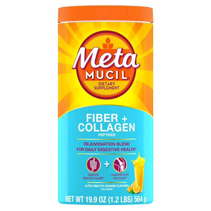 Metamucil Daily Fiber + Collagen, 3-in-1 Orange Flavored, 90 Doses