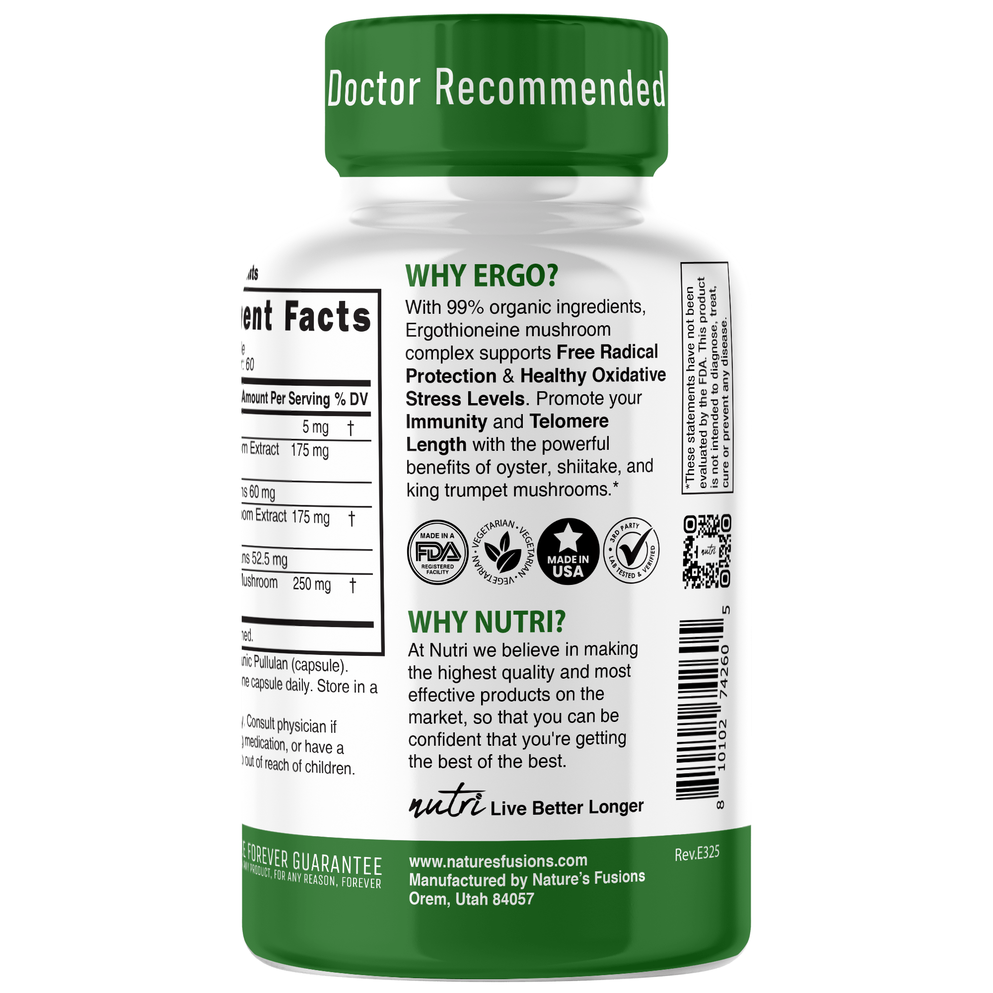 Nature's Fusions Nutri L - Ergothioneine, 60 Capsules