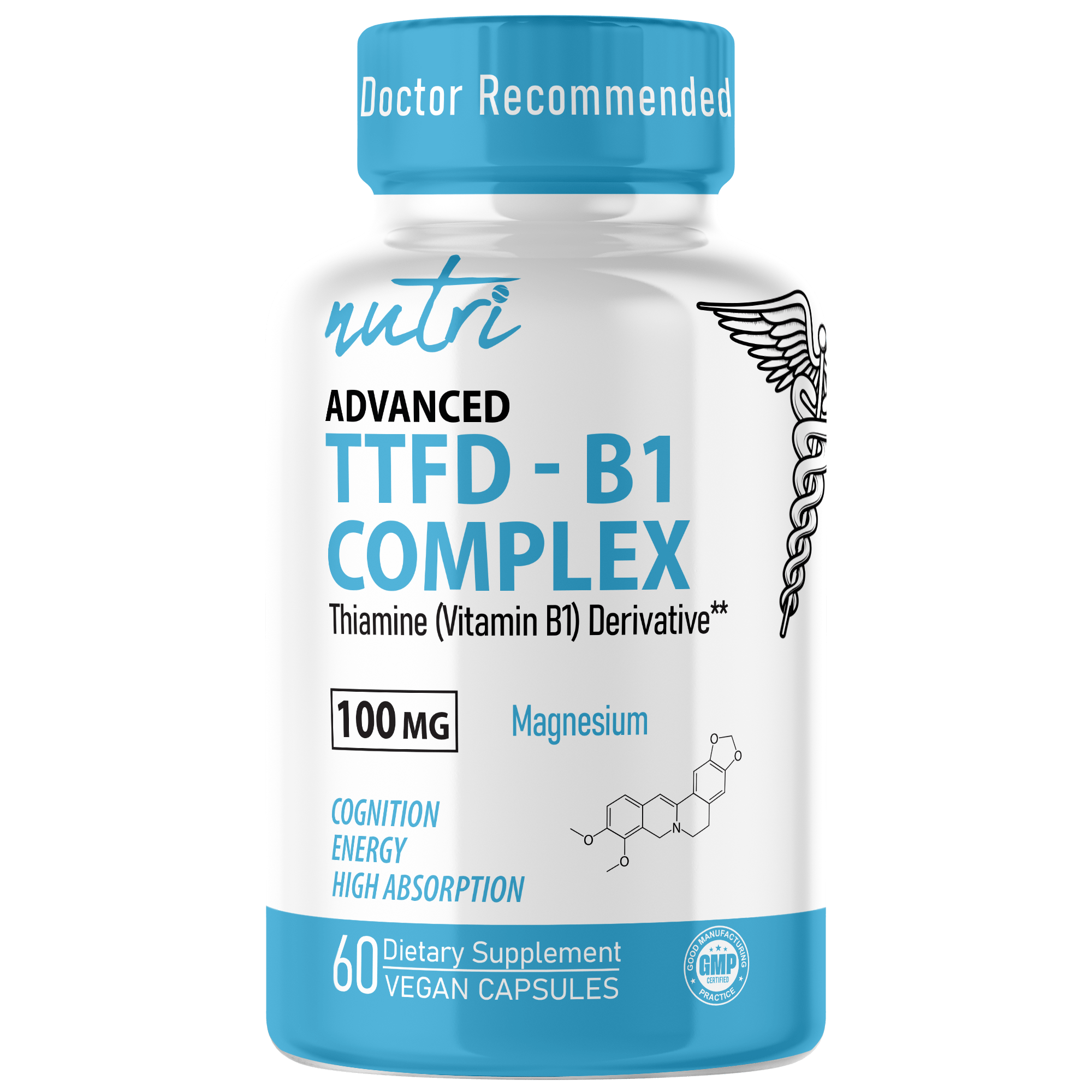 Nutri TTFD Thiamine B1 100mg, Thiamine Tetrahydrofurfuryl Disulfide, 60 capsule