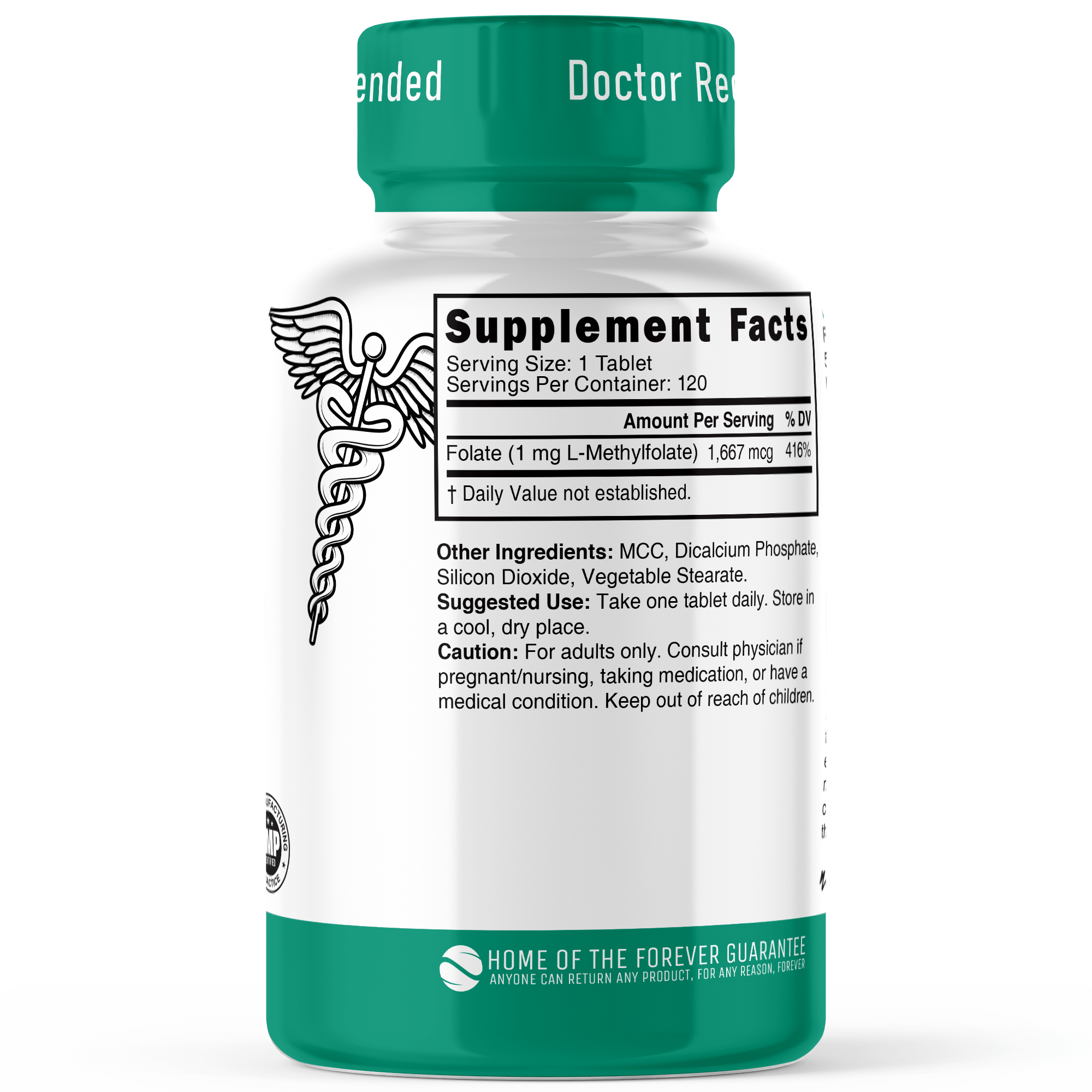 Nutri 5-MTHF L Methylfolate 1MG, 120 Vegan Tablets