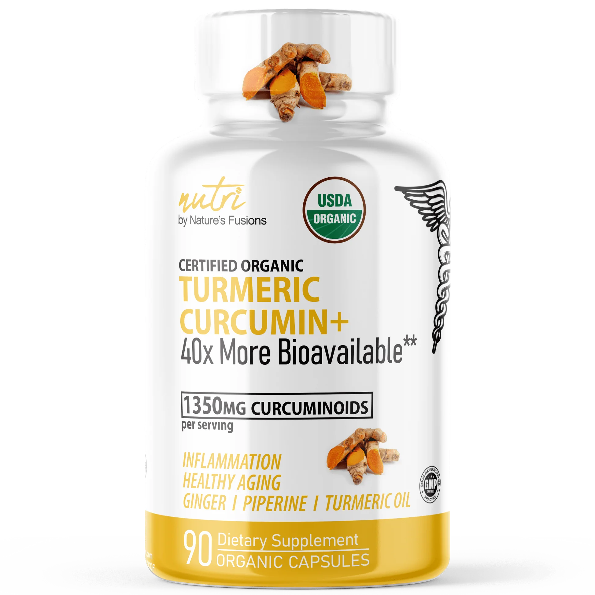 Nutri Organic Turmeric 1425mg, 95% Pure Curcuminoids, 90 Capsules