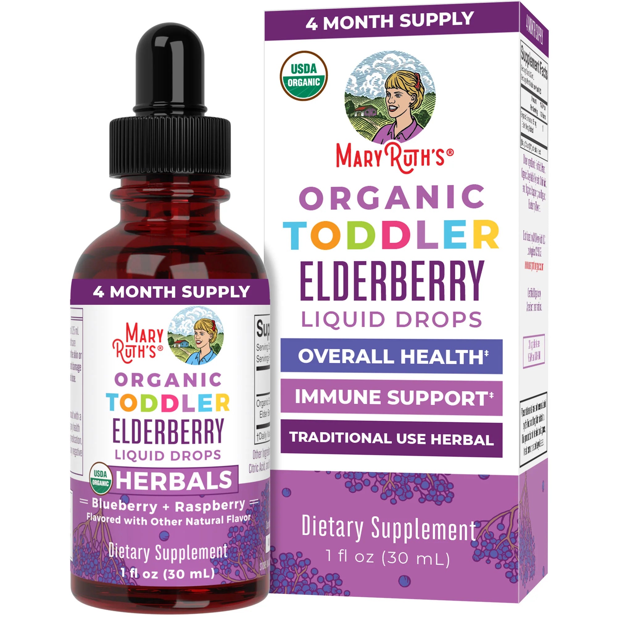 MaryRuth Organics Toddler Elderberry Syrup, USDA Organic Elderberry, 1 Fl Oz