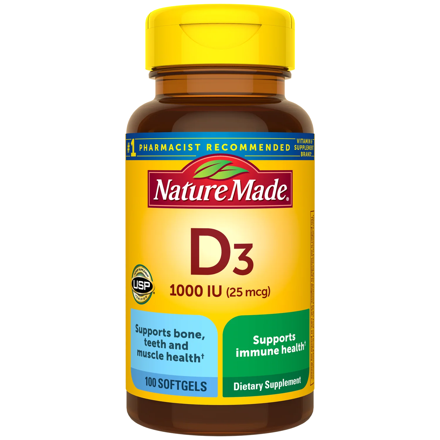 Nature Made Vitamin D3 1000 IU (25 mcg), 100 Softgels