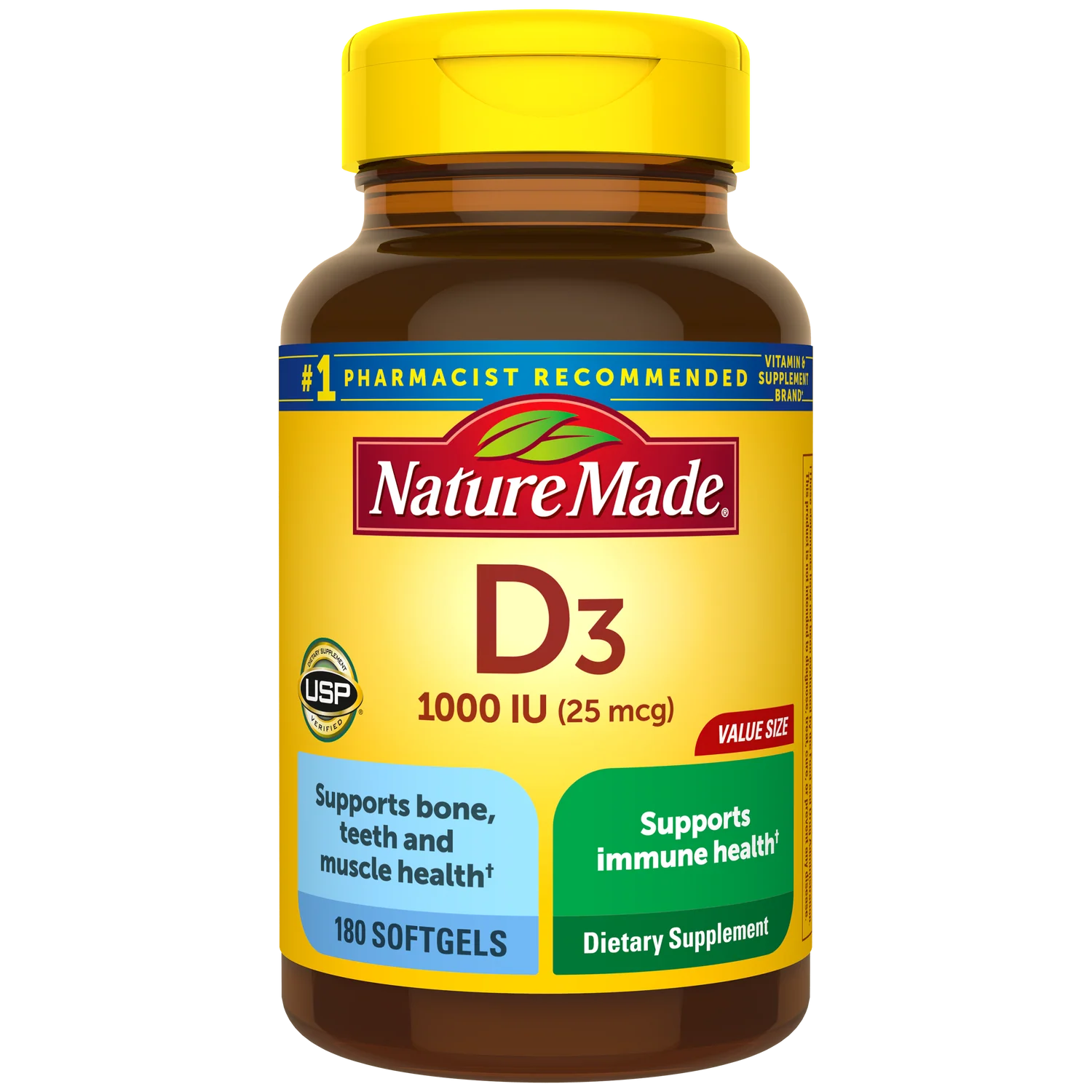 Nature Made Vitamin D3 1000 IU (25 mcg), 100 Softgels