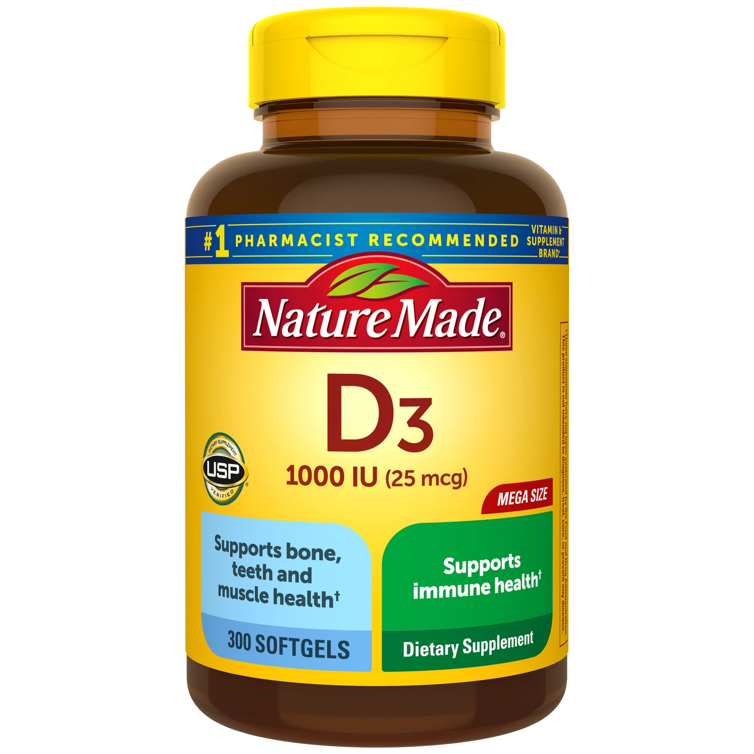 Nature Made Vitamin D3 1000 IU (25 mcg), 100 Softgels