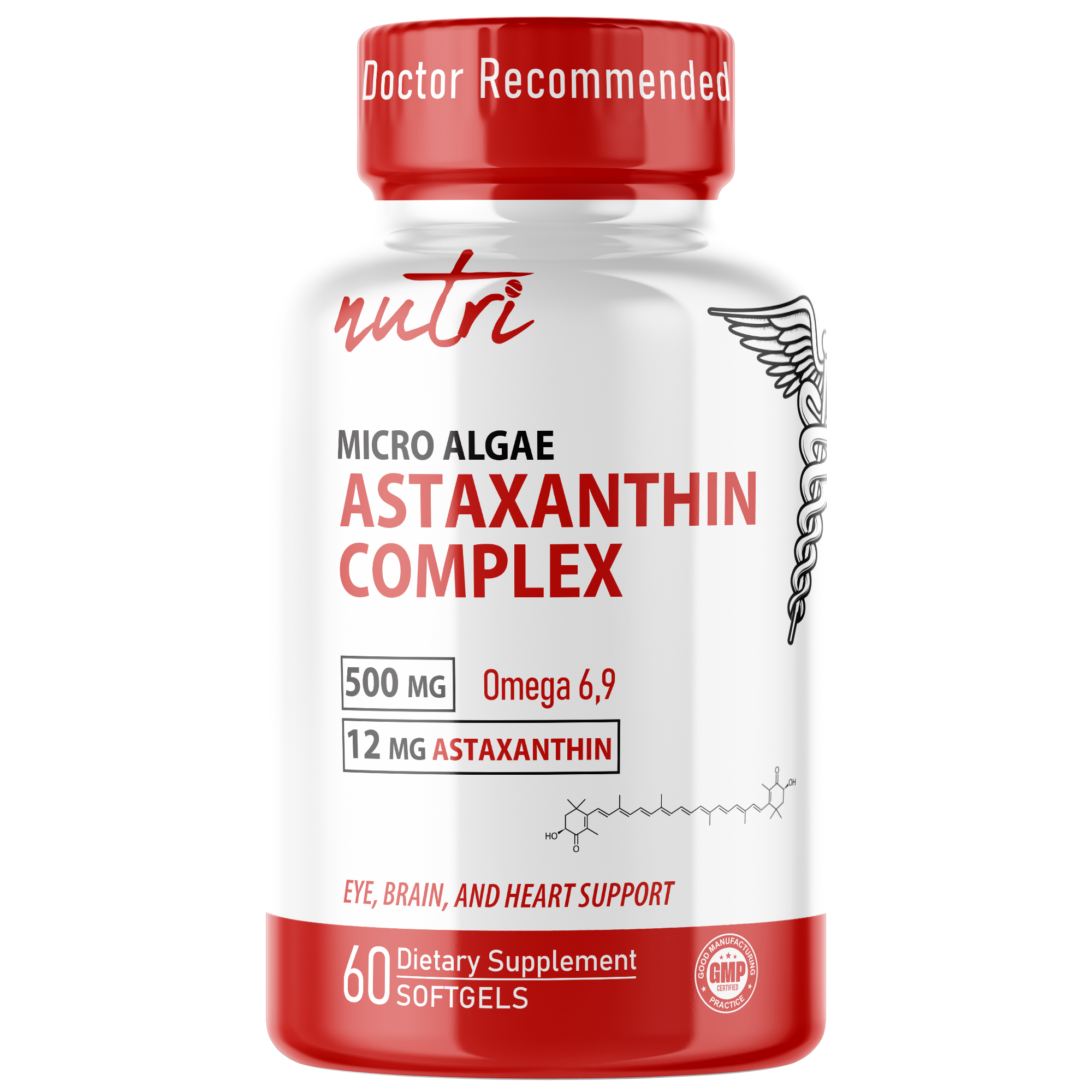 Nutri Astaxanthin Micro Algae Complex 12mg Max Strength, 60 Capsules