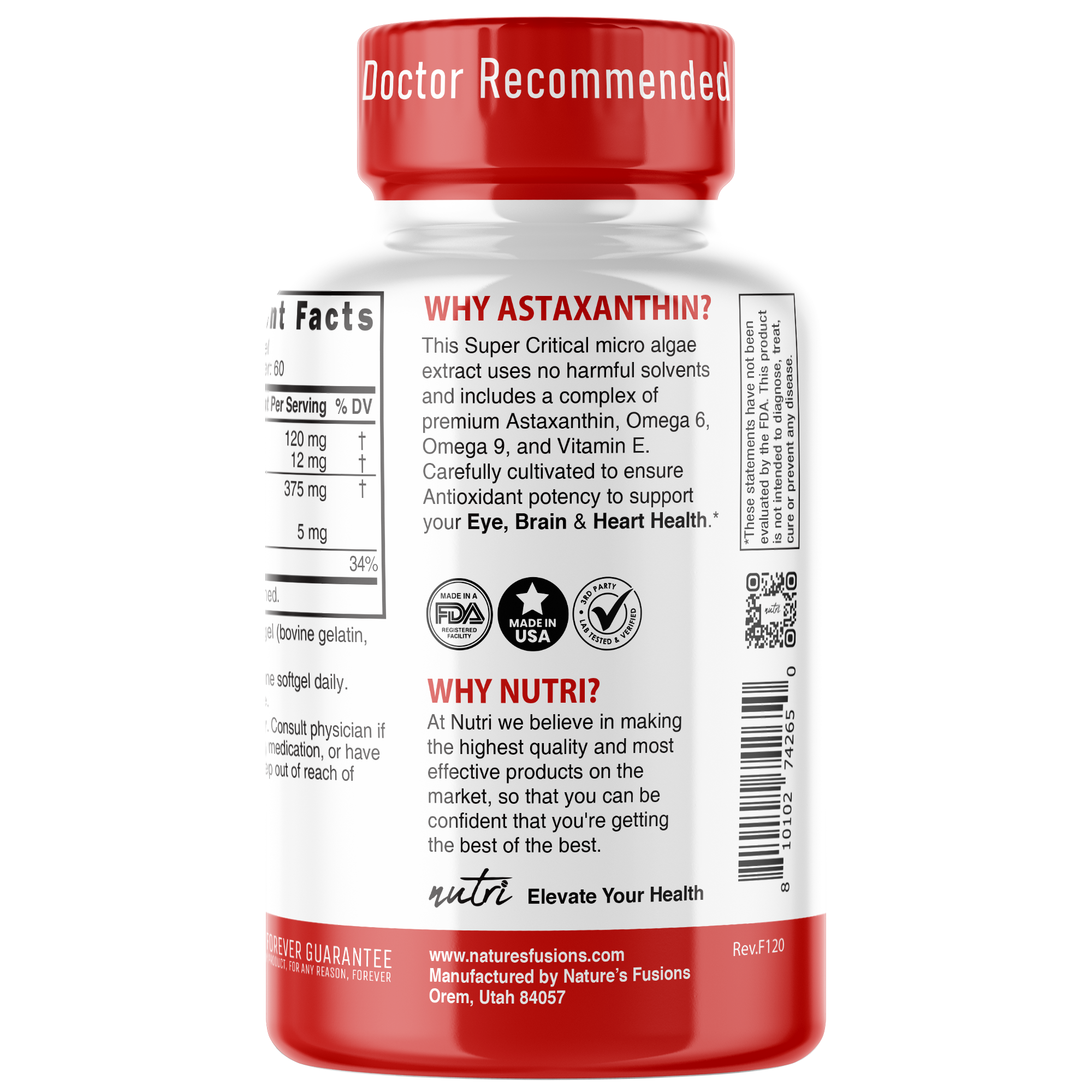 Nutri Astaxanthin Micro Algae Complex 12mg Max Strength, 60 Capsules