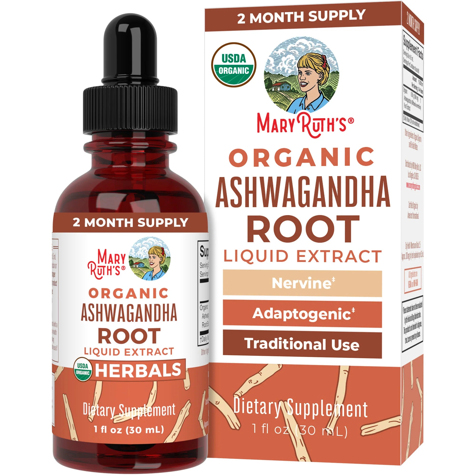 MaryRuth Organics Ashwagandha Root Liquid Drops, 60 Servings