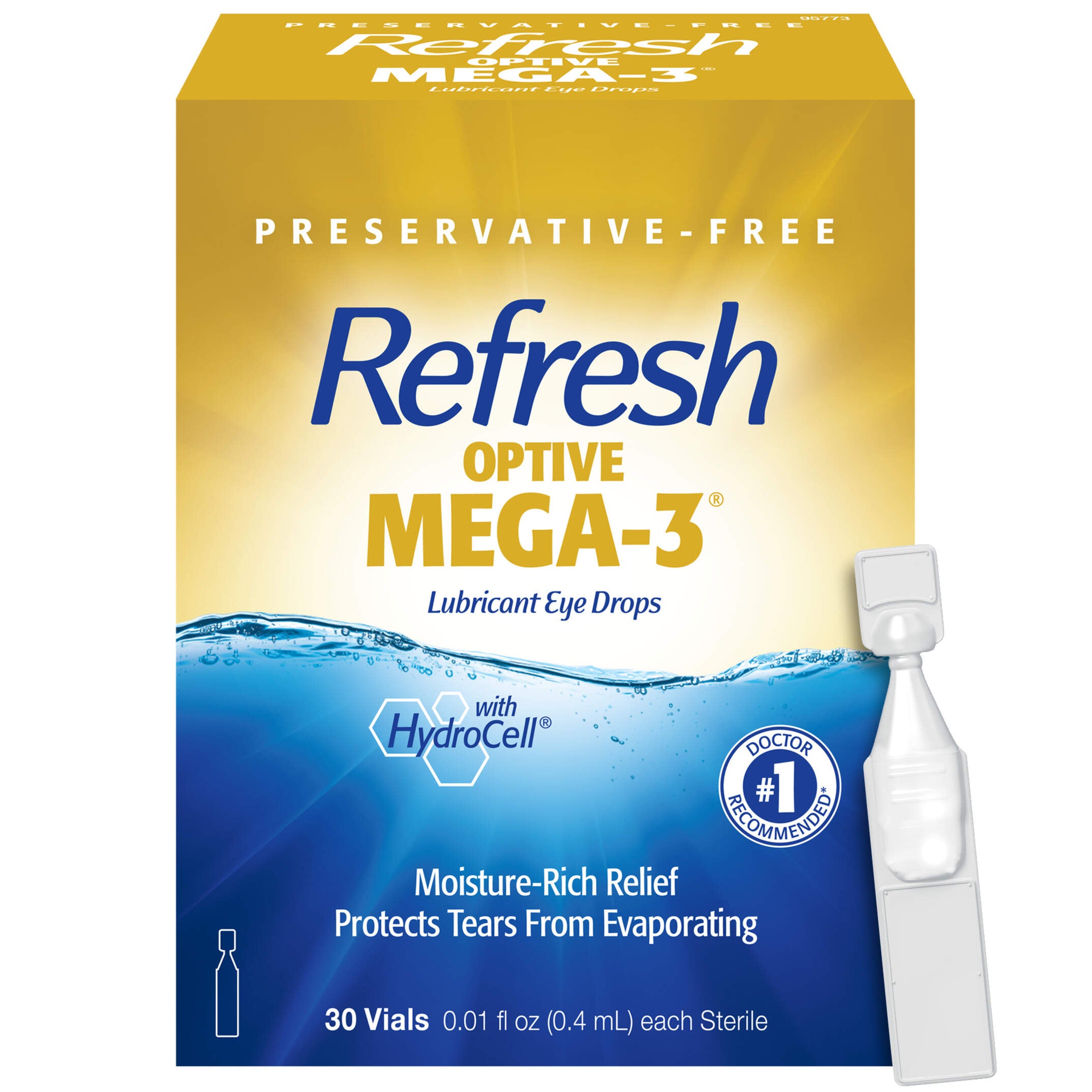 Refresh Optive MEGA-3 Lubricant Eye Drops Preservative-Free Artificial Tears