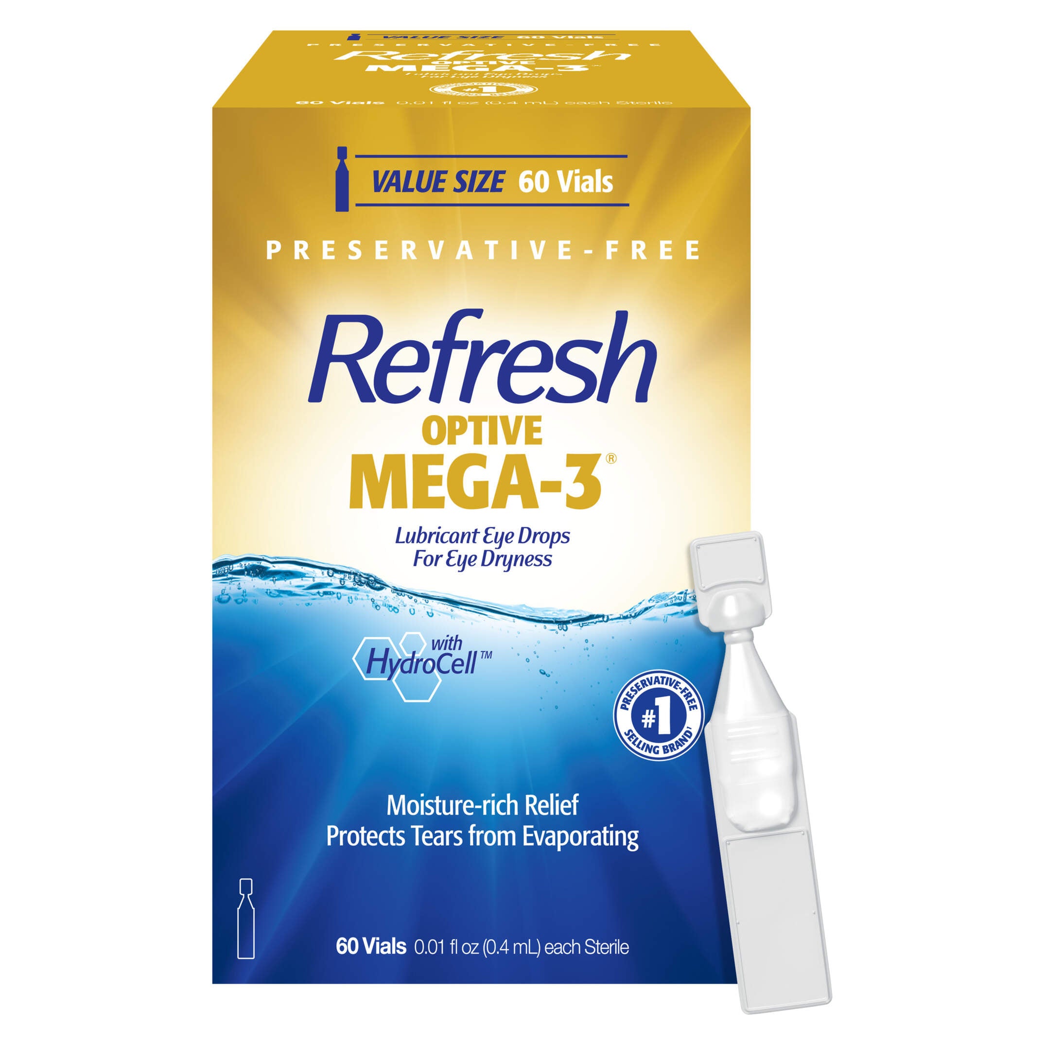 Refresh Optive MEGA-3 Lubricant Eye Drops Preservative-Free Artificial Tears
